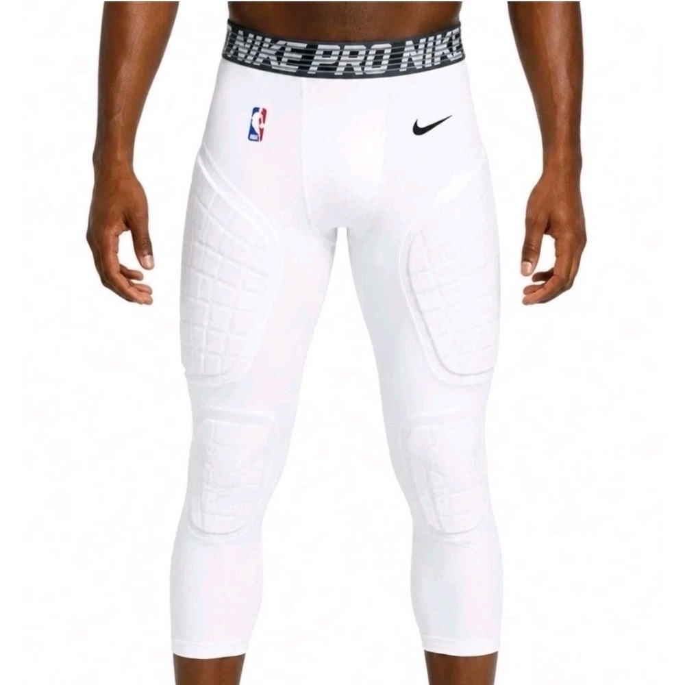 Nike Pro NBA Padded Basketball Compression Tights White 881963-100 Mens Small